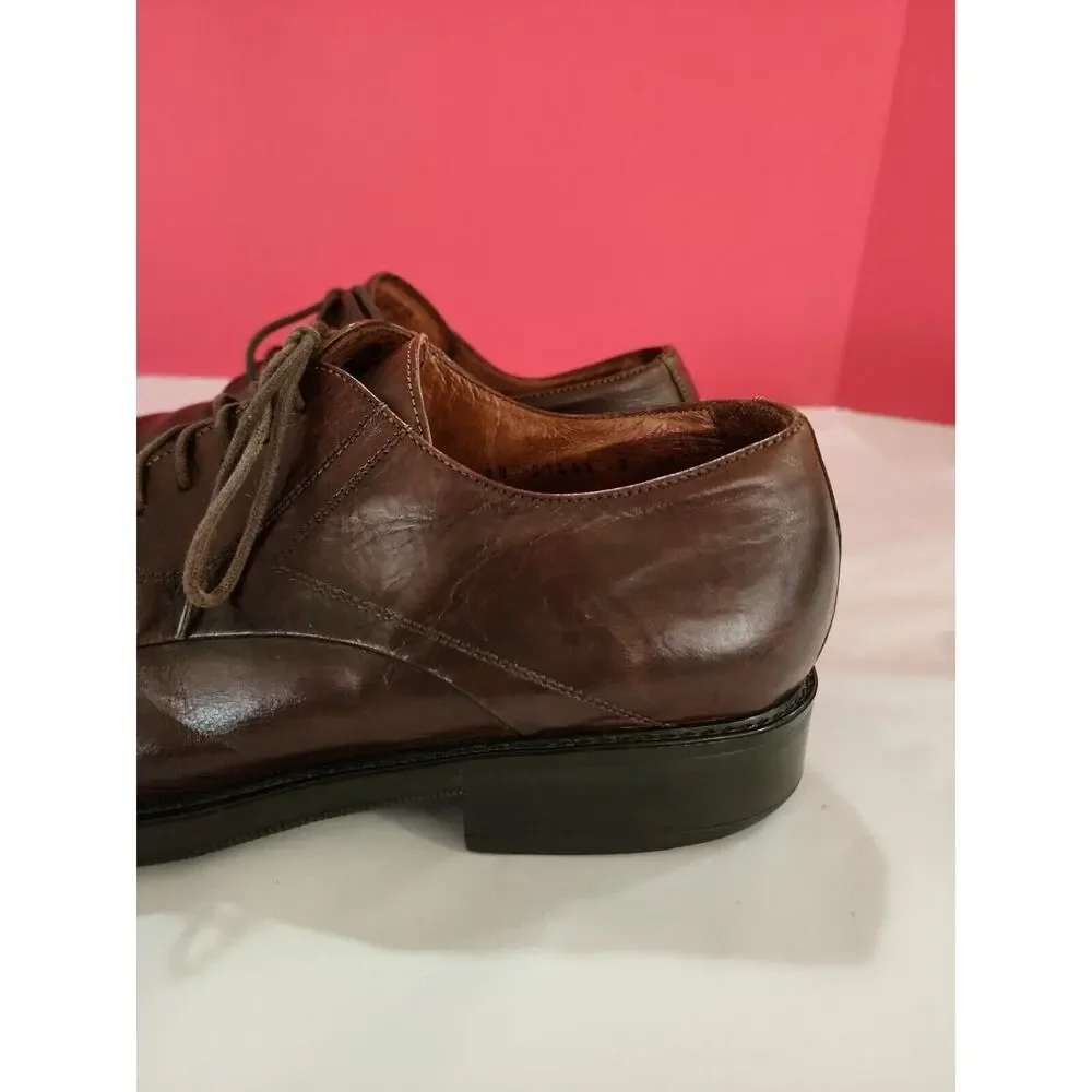 Johnston And Murphy Men's 10 M Handcrafted Italy Leather Oxford brown Shoes